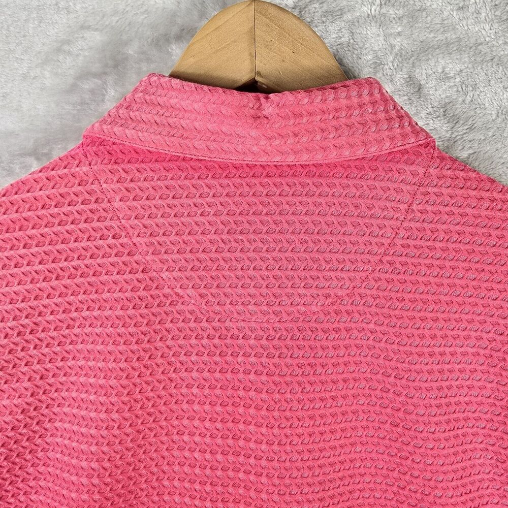 Tiger Woods Textured Polo Shirt Mens Large Pink Golf Short Sleeve Metal Logo - Picture 13 of 15